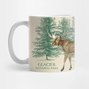 Glacier National Park Montana Moose Trees Vintage Look Rockies Mug